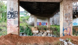 Estrutura da Ponte sobre o Córrego Cascavel, avenida T63. Jardim Planalto l Foto: Guilherme Alves/Jornal Opção