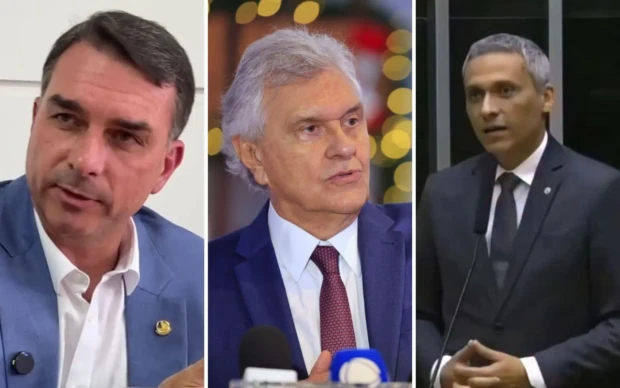 Flavio Bolsonaro e Ronaldo Caiado e Gayer