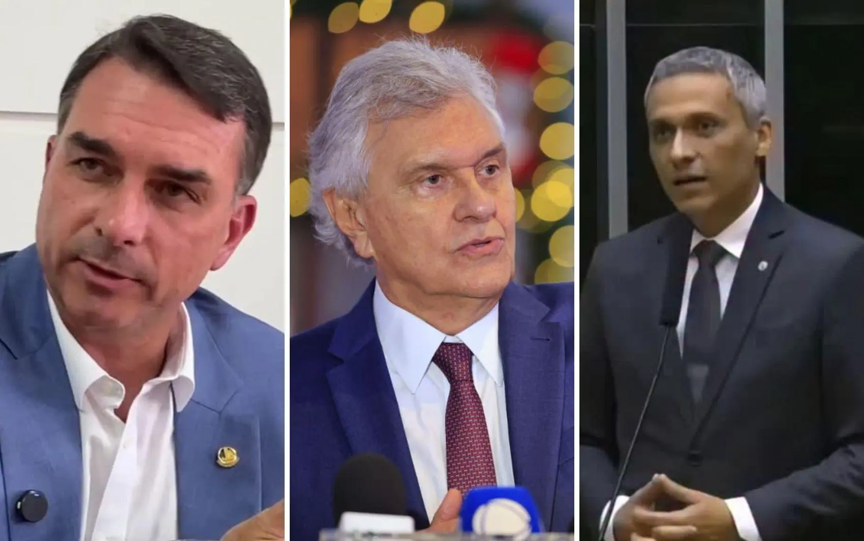 Flavio Bolsonaro e Ronaldo Caiado e Gayer