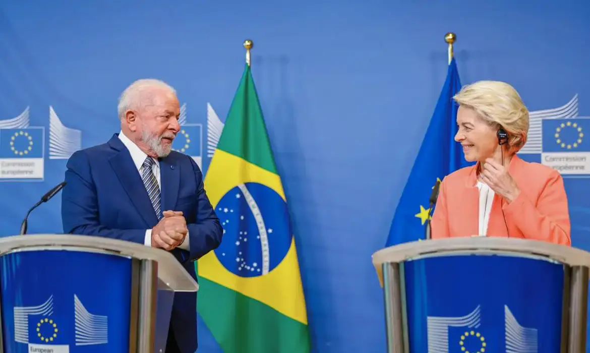 Lula da Silva e Ursula von der Leyen Foto de Ricardo Stuckert Presidência