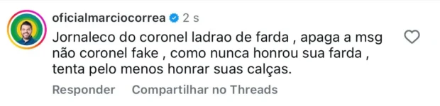 Márcio Corrêa ataca Coronel Adailton