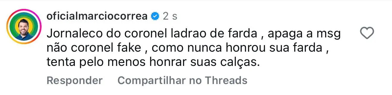 Márcio Corrêa ataca Coronel Adailton