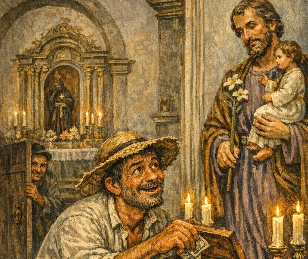 Homem roubando a igreja Foto Inteligência artificial 555