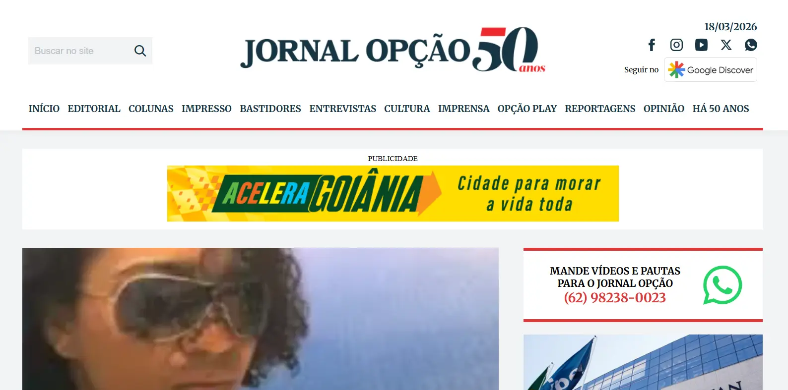 Jornal Opção 50 anos capa de março 2026