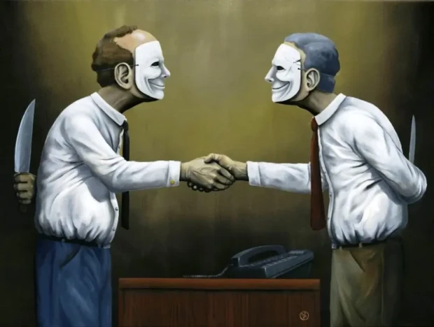 Homens com facas pintura de Jeff Christensen