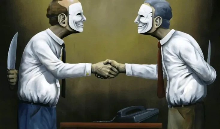 Homens com facas pintura de Jeff Christensen