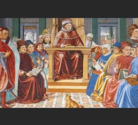 Santo Agostinho ensinando em Roma pintura de Benozzzo Gozzolli 2okw