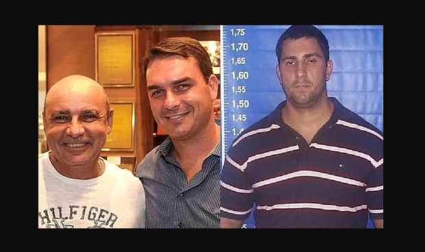 Flávio Bolsonaro com Fabrício Queiroz e Adriano da Nóbrega