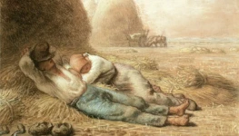 Pintura de Jean François Millet Descanso ao meio dia