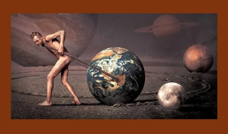 Homem puxa a Terra pintura de Igor Morski 1298