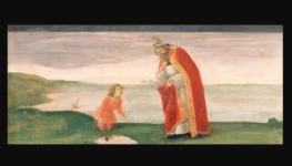 Santo Agostinho e o menino à beira mar pintura de Sandro Botticcelli