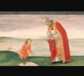 Santo Agostinho e o menino à beira mar pintura de Sandro Botticcelli
