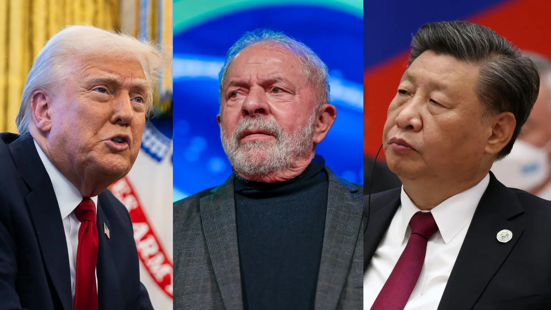 Donald Trump e Lula da Silva e Xi Jinping 2