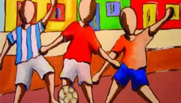 Pintura sde Ivan Cruz sobre futebol
