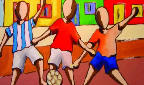 Pintura sde Ivan Cruz sobre futebol