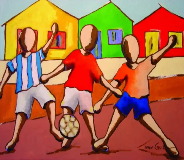 Pintura sde Ivan Cruz sobre futebol