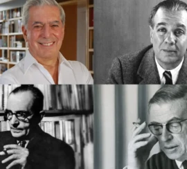 Vargas Llosa e Borges e Graciliano e Sartre fotos Reproduções