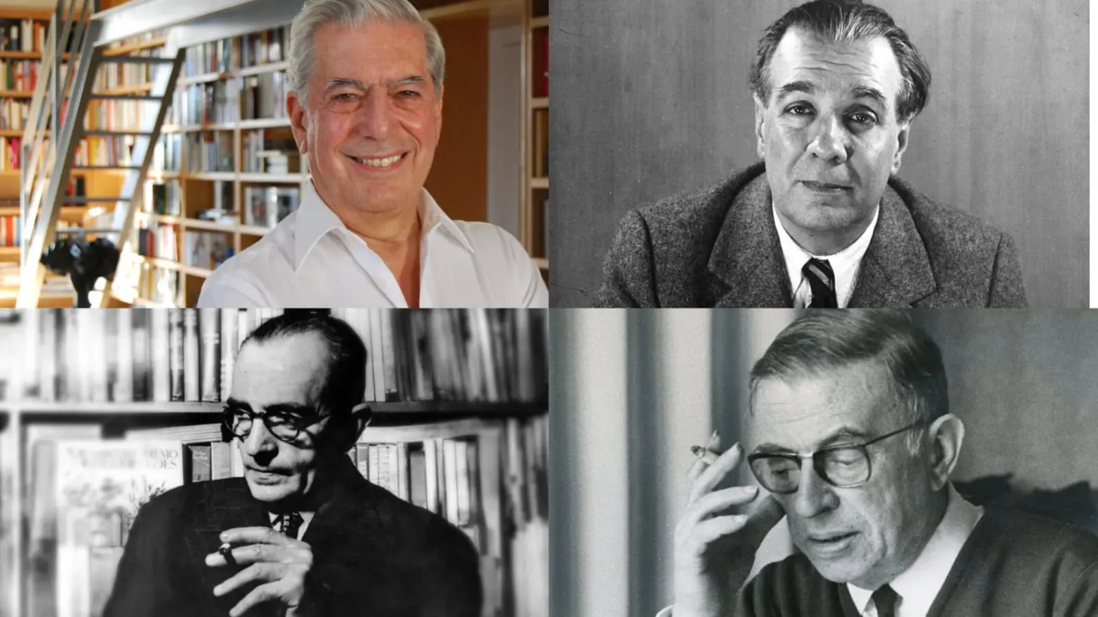 Vargas Llosa e Borges e Graciliano e Sartre fotos Reproduções