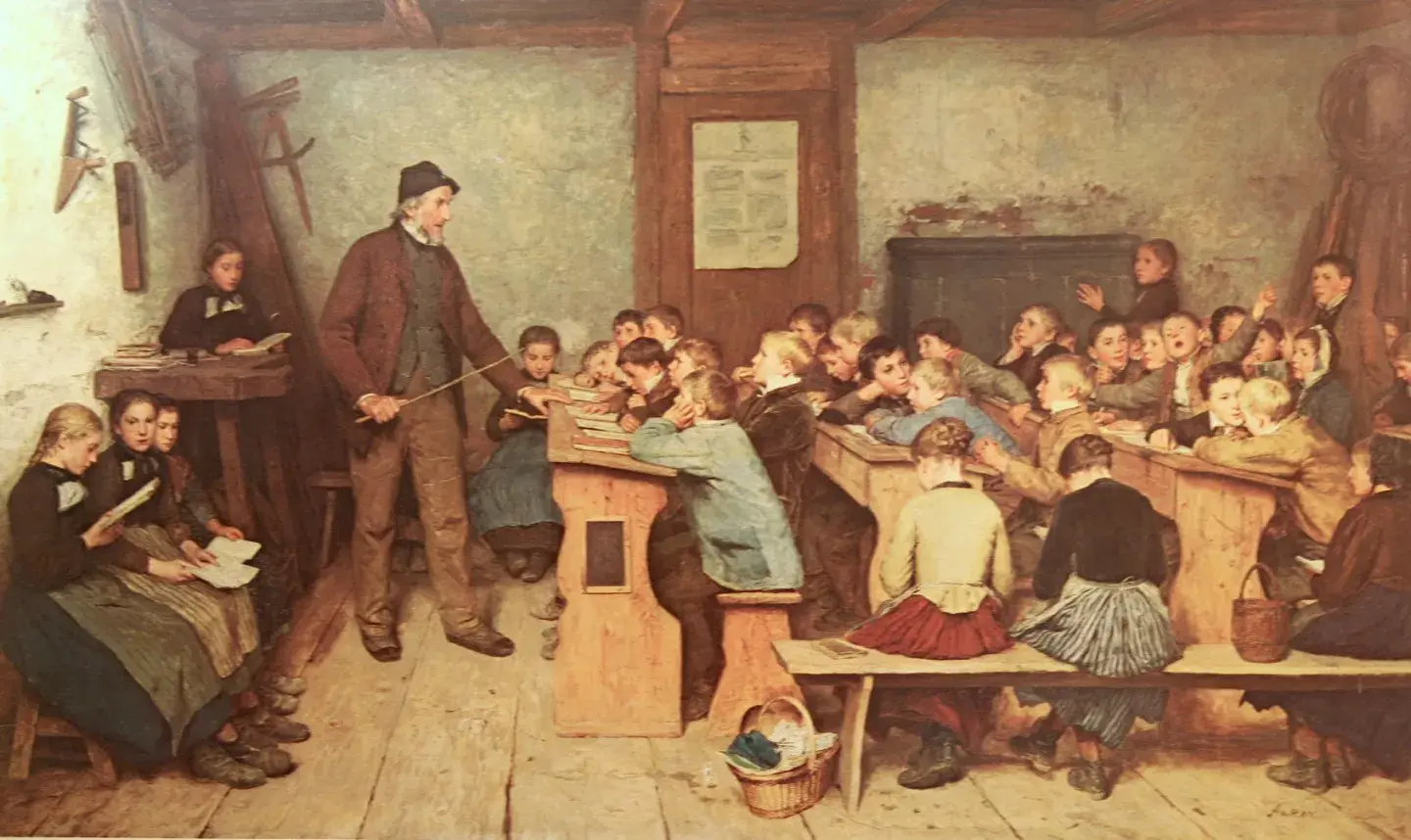 Pintura de Albert Anker Escola rural