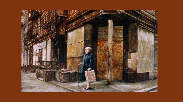 Pintura de uma idosa por Bernard Safran