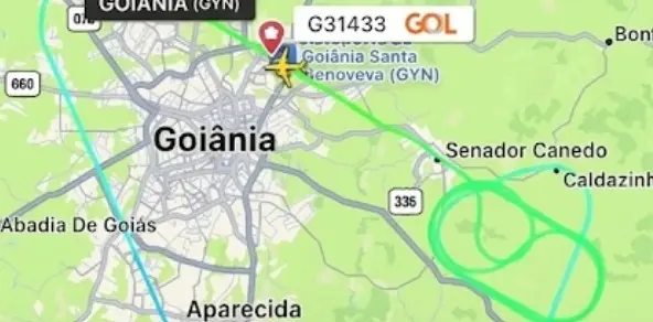 Mapa mostra trajeto de avião da Gol antes de pouso de emergência em Goiânia; veja
