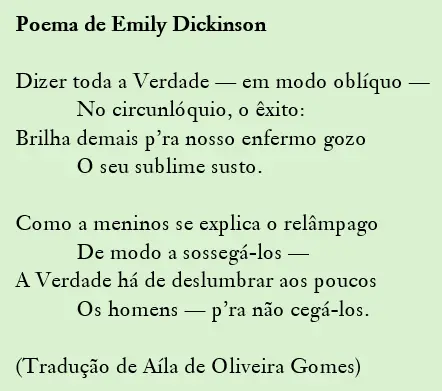 Poema de Emily Dickinson sobre a verdade