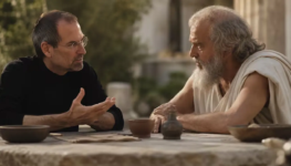 Steve Jobs e Sócrates foto gerada por IA 1300