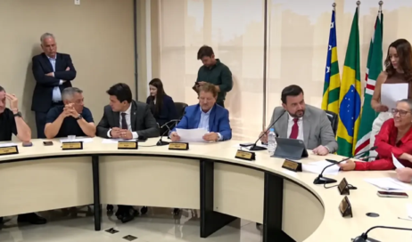 Reunião Formal com Bandeiras Brasileiras
